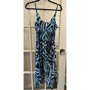 Asymmetrical Hem Blue Sundress Women's Medium